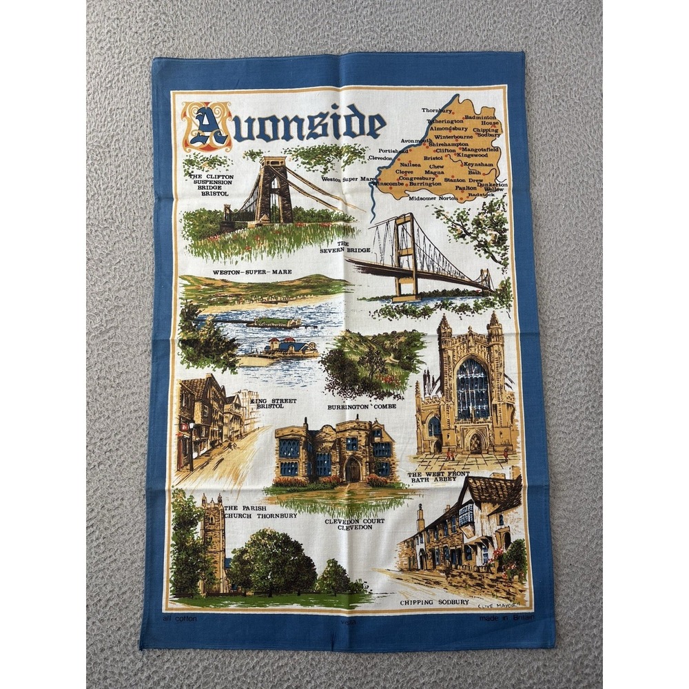 Avonside Tea Towel Clive Mayor Dish Kitsch Souvenir MCM Cotton Made in Britain